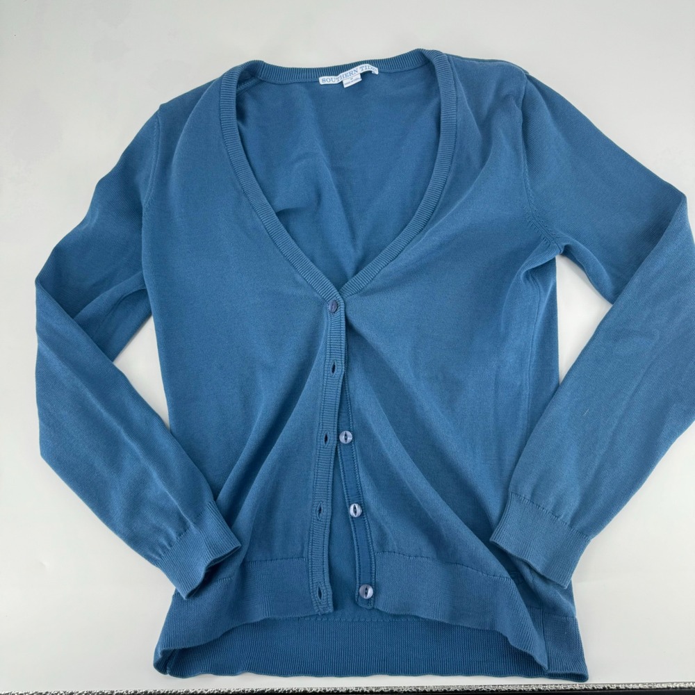 Southern Tide Womens Blue V-Neck‎ Button Front Cardigan Sweater Size Medium
